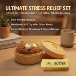 4pcs Set (includes 1 Steamed Bun, 1 Steamer Lid, 1 Steamer Base, and 1 Butter-shaped Accessory) - A Slow-rising, Realistic Steamed Bun Soft Toy Set Featuring Glitter Beads; a Handmade, Soft Stress-relief Toy That Serves as Both a Stress Reliever - Image 8