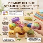 4pcs Set (includes 1 Steamed Bun, 1 Steamer Lid, 1 Steamer Base, and 1 Butter-shaped Accessory) - A Slow-rising, Realistic Steamed Bun Soft Toy Set Featuring Glitter Beads; a Handmade, Soft Stress-relief Toy That Serves as Both a Stress Reliever - Image 2