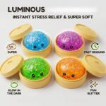 18pcs Set (6 Buns, 6 Steamers, 6 Bases) Random Color Fun Squeeze Party Favor Set for Kids Rare Glow-In-The-Dark Squeeze, Cute, Soft, Stress-Relieving Spongy Buns; Potsticker-Shaped Sensory Toys; Perfect for Halloween Events Requires Sunlight Exposur - Image 4