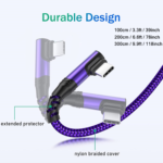 Cargador Tipo C de 3 piezas, Carga Rápida, Cable USB A a USB C en Ángulo Recto, Cable Cargador USB C Trenzado para iPhone 17/16/15 Series, Samsung, Huawei, Xiaomi, Redmi, Oppo, Oneplus y Más Smartphones 3.3Ft/6.6Ft/9.9Ft - Image 2